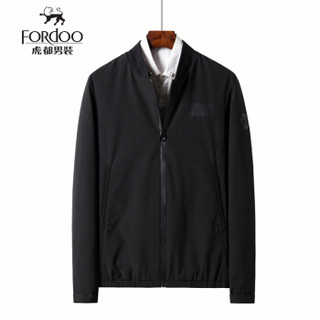 虎都（FORDOO）夹克男2019新品秋季立领修身秋装上衣潮流休闲男装春秋棒球服外套男 305B-1655-P52 黑色 2XL