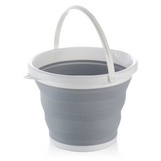 欣沁 便携手提可折叠水桶 悬挂家用10升钓鱼桶 加厚洗拖把桶 灰色