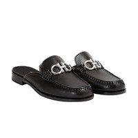 Salvatore Ferragamo 菲拉格慕 GANCINI 女士黑色牛皮革高跟鞋/凉鞋 0704960_1D _ 80