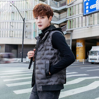 凯撒 KAISER 马甲男2019秋冬季韩版潮流青少年新款加厚保暖羽绒棉马夹背心坎肩外套 灰色 XL