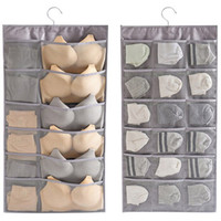 贝瑟斯 布艺内衣收纳袋挂袋墙挂式文胸袜子储物袋衣柜宿舍悬挂式收纳神器 灰色 12格+18格