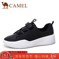 骆驼（CAMEL） 女士 韩版轻盈魔术贴平底休闲鞋 A93561634 黑色 36