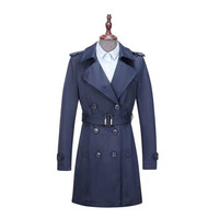 阿尼玛卿/ANEMAQEN 女款翻领中长款风衣 AJW19019/AJW19021 藏青 175/104