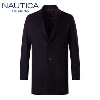 诺帝卡 NAUTICA 2019秋冬新款商务休闲纯色翻领毛呢外套NDY96500 酒红 48