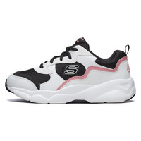 斯凯奇(Skechers)熊猫休闲鞋 女款厚底复古拼接时尚 66666231-WBPK 白色/黑色/粉红色 37