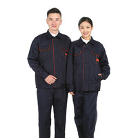 谋福 189劳保劳动帆布电焊工装工作服套装衣服男士防烫耐磨建筑工厂车间厂服工服(藏青色套装XL码)