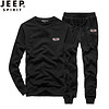吉普 JEEP 运动套装男秋季新款休闲潮流帅气卫衣长裤两件套 TT6808 黑色 L