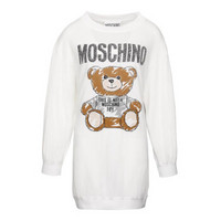 MOSCHINO 莫斯奇诺 泰迪熊系列圆领LOGO标针织连衣裙长裙 女款 白色 36码 D V0483 0400 2002 36