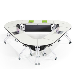 94027 培训桌创意扇形组合会议桌洽谈桌可移动办公桌圆形