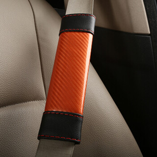 WRC碳纤纹运动纤皮汽车安全带套护肩套装加长 四季通用 保险带套对装内饰用品 橙色 厂家直发