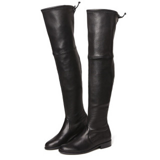 STUART WEITZMAN 斯图尔特·韦茨曼 SW 女士黑色羊皮休闲平底长筒靴 LOWLAND PLONGE STRETCH NERO 35