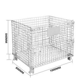 中伟仓储笼折叠式钢铁货架仓储笼储物笼物流储藏柜储存架铁笼子1000*800*840网丝50*50*5.8承重1300KG