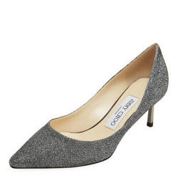 JIMMY CHOO 周仰杰 女士ROMY 60系列银黑色织物高跟鞋 ROMY 60 LAG 247 ANTHRACITE 39