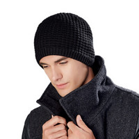 卡蒙（Kenmont）km-9106 男士冬季毛线帽子户外加厚保暖羊毛针织帽 黑色 均码（58cm）