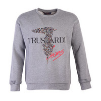 TRUSSARDI JEANS 杜鲁萨迪 19秋冬新款 女士浅灰色水钻装饰棉质薄绒卫衣56F00073 1T003041 E155 M码