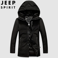 吉普 JEEP 绒服男2019冬季保暖休闲外套中青年加厚连帽90绒大衣 ZY88004 黑色 2XL