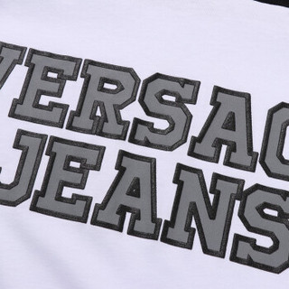 VERSACE JEANS 范思哲 奢侈品 男士白色黑色拼接棉质V领中袖T恤 B3GTB709 30169 003 L码