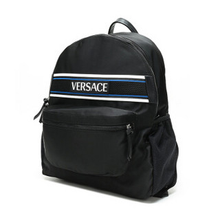 VERSACE 范思哲 奢侈品 男士黑色LOGO字母图案织物双肩包 DFZ7239 DNYNV D41P