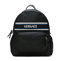 VERSACE 范思哲 奢侈品 男士黑色LOGO字母图案织物双肩包 DFZ7239 DNYNV D41P