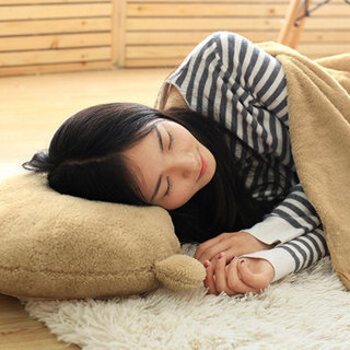 北极绒 抱枕被 卡通毛绒多功能抱枕毯三合一办公室午睡毯 抱枕靠垫被空调毯子1*1.7m 小方熊
