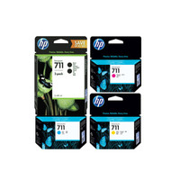 惠普（HP） 惠普原装 HP711墨盒 HP T120 T520绘图仪原装墨盒 hp711黑色双支+彩色（四色套装）