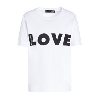 LOVE MOSCHINO 莫斯奇诺 白色圆领短袖T恤衫 W 4 F15 1V M 3517 A00 46 女款