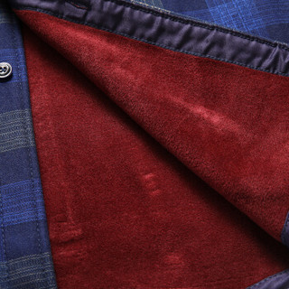 南极人衬衫男2019冬季新品商务简约男士加绒格子休闲保暖长袖衬衫 77006 蓝绿格 3XL
