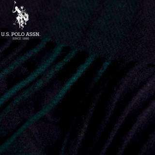 U.S.POLO ASSN.羔羊毛围巾女士春秋冬季苏格兰格子加厚长款披肩韩版百搭保暖可外穿斗篷 5094023065 蓝绿格