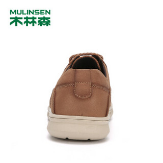 木林森（MULINSEN）休闲鞋低帮牛皮户外潮流皮鞋系带时尚板鞋工装鞋 浅棕 42码 SL97407