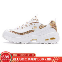 斯凯奇（Skechers）D'LITES复古潮流时尚休闲亮片厚底增高熊猫鞋 11916 白色/金色/WGD 35.5