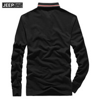 吉普JEEP 长袖T恤男POLO衫2019秋季新品翻领棉质男士潮休闲男装上衣 RSC96037 黑色 M