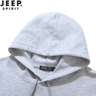 吉普 JEEP 卫衣2019秋季男新款连帽休闲舒适套头运动上衣 HD65004 灰色 2XL