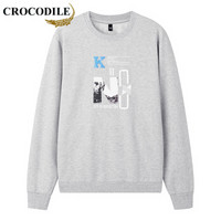 鳄鱼恤（CROCODILE）加绒卫衣 男士2019秋冬时尚潮流休闲修身卫衣 A037-KL2110 灰色 M