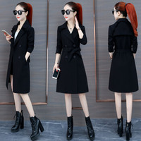 堡晟 2019秋季新款女装新品风衣女中长款小个子气质大衣显瘦外套女装潮 HZ336-6095 黑色 3XL