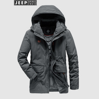 吉普（JEEP）羽绒服男潮流宽松舒适连帽保暖防风外套男2019冬季新品男装 X-LST7373 灰色 3XL