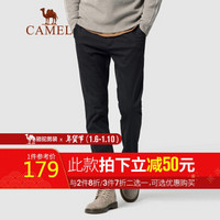 骆驼（CAMEL）男装 2019冬季新款加绒休闲裤男时尚青年潮流修身保暖长裤男 D9P412345H 黑色40