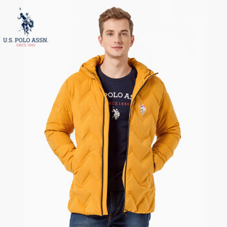 U.S. POLO ASSN.羽绒服2019秋冬季新款连帽时尚潮男百搭中长款休闲舒适防寒外套 6194117166 黄色 L