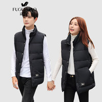 富贵鸟 马甲 冬季时尚休闲男士无袖外套男装青年韩版潮流加厚保暖背心立领情侣款夹克男女 黑色 XL