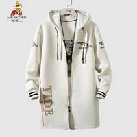 稻草人(MEXICAN)风衣男中长款2019秋冬季新款男士休闲大衣夹克外套韩版宽松连帽外套男装 白色 3XL