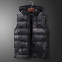 凯撒 KAISER 马甲男秋冬季韩版潮流休闲迷彩外套学生帅气坎肩羽绒棉马夹男背心 黑迷彩 3XL