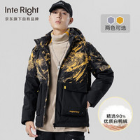 INTERIGHT 羽绒服男短款冬季新款男士加厚连帽开衫时尚休闲上衣潮流印花保暖棉衣外套 WSL-633 黄色迷彩 XL