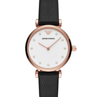 阿玛尼 (Emporio Armani)手表 商务休闲简约皮带女士腕表AR11270 32mm 白色 黑色 皮质