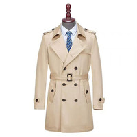 阿尼玛卿/ANEMAQEN 男款翻领中长款风衣 AJM19020/AJM19022 卡其色 185/112