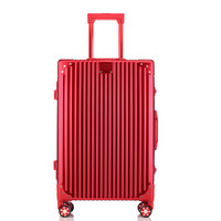 InteRight 铝镁合金拉杆箱万向轮商务行李箱 红色20英寸