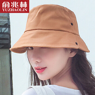 俞兆林 渔夫帽女士时尚个性渡假出游帽子男韩版平顶盆帽太阳帽  卡其色