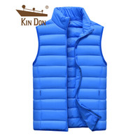 金盾 KIN DON 马甲男士 2019秋冬新款男士立领纯色轻薄羽绒服马夹背心外套上衣 JS-19QJ006 宝蓝 3XL
