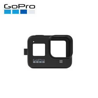 GoPro 运动相机配件 硅胶保护套 + 挂绳 (子夜黑) 适用于HERO8