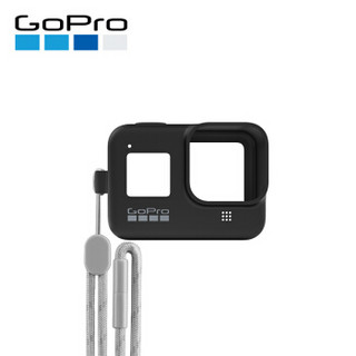 GoPro 运动相机配件 硅胶保护套 + 挂绳 (子夜黑) 适用于HERO8