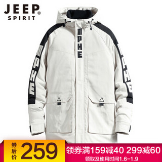 吉普 JEEP 棉衣男士冬季新款时尚连帽大口袋工装棉衣外套 DM991 卡其 2XL