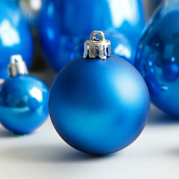 豪华型配件4cm光球圣诞节装饰物品墙饰圣诞节摆件小礼物 24个装 蓝色